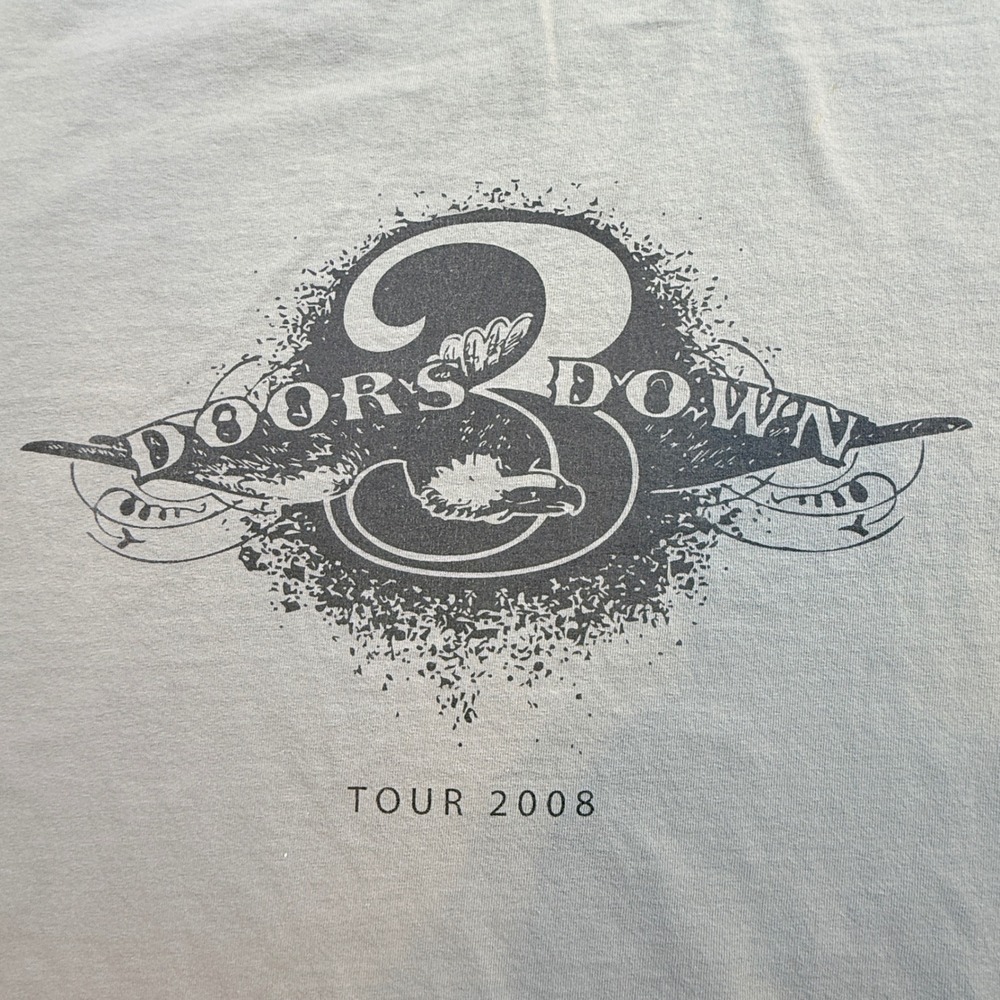 Anvil 3 Doors Down Tour 2008 T-Shirt Unisex 2XL Upstaging Crew Graphic Gray